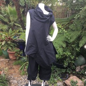 BRYN WALKER Black Asymmetric Tunic Cowl Neck NWOT
